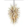 Kök inredning inspirerad ljuskrona lampa murano glas färgad bärnsten kristall modernt tak hängande ljus fixtur