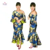 2019 летние африканские платья для женщин Ankara одно плечевое платье Batik Wax Print Shuffle рукава русалки и Maxi платье WY2247
