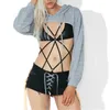 LaAMEI 2018 Neue sexy mit Kapuze Hoodies Frauen Mode Solide Langarm Cropped Sweatshirt Weibliche Streetwear Crop Top Pullovers