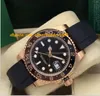 Роскошные часы II розовое золото 18 карат резиновый браслет 126715 черный ZIFFERBLATT / керамический безель 40 мм нержавеющая автоматическая мода Марка мужские часы