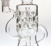 hot 11.5"Thick glass FTK pink glass recycler bong bubbler with sprinkle perc recycle system unique water pipe banger nail 14.4mm joint