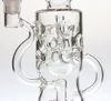 Hot 11.5 "Dikke Glas FTK Pink Glass Recycler Bong Bubbler met Strooi Perc Recycleer Systeem Unieke Waterpijp Banger Nail 14.4mm gewricht