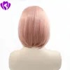 Hotselling milieu partie rose couleur brésilienne Lace Front bob perruques avec des cheveux de bébé fibre haute température courte perruque synthétique pour les femmes