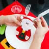 Cartone animato Natale Babbo Natale Pupazzo di neve copri forchetta cucchiaio astuccio borse Decorazioni natalizie decorazioni per la casa regalo nuovo