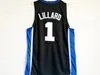 Hommes Vintage Weber State Wildcats Damian Lillard College Maillots de basket-ball NCAA Noir # 1 Chemises cousues S-XXL