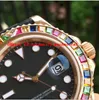 Luxury Best V7 Versão 18K Rose Gold 116695 Rainbow Diamond Bezel Eta 2836 Movimento Automático Relógios Masculinos Caixa/Certificado