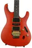 Super mince Herman Li Egen18 Flame Maple Top Dragon Blood Guitare électrique Floyd Rose Tremolo Bridge Avalone Ovale Incru