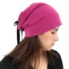 Kadınlar için kış Şapkalar Yay Beanies Sıcak Pamuk Kapaklar Slouch Şapka Festivali Turban Kap Düz Renk Bonnet şapka Hip Hop