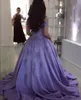 Yeni Stil A-Line Lavanta Abiye Kapalı Balo Abiye Geri Fermuar Custom Made With Dantel Aplike Örgün Parti Gowns Sweep Tren Omuz