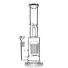 14 "Clear Glass Bong Double Percolator Vattenrör 18mm Kvinna Joint Glass Rökpipor med glasskål