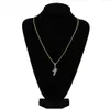 Shiny Crown Number 7 Pendant Necklace Charm With Rope Chain Iced Out Cubic Zircon Hiphop Jewelry