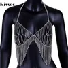 KissCC Sexy Cekinowy Rhinestone Metal Chain Bra Hollow Out Diamond Camis Party Crop Tops Letnia Night Club Chain Party Bralette