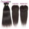 Peruvian Straight Human Remy Virgin Bundles with Closures 3/4 Bundles with Middle or Free Part Weaves Closure Body Wave Wholesale Cheapest