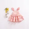 Mädchenkleid 2018 niedliche Kleinkind-Kleidung für Kinder, Baby-Mädchen-Kleidung, kariertes Rüschen-Tutu-Sommerkleid, rückenfrei, Party-Festzug, mehrlagiges Babykleid, 2–6 Jahre