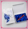 Vintage Chinese keramische luxe vulpen hoge kwaliteit blauw en wit porselein business gift inkt pen met hardcover doos