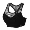 Soutien-gorge de sport en maille patchwork pour femmes, haut court sexy, chemise sans manches, entraînement sportif, fitness, ajouré