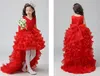 Gratis frakt Tailed Pure Girl's Pageant Dresses Color Girl Stage Dress and Flain Tail Host Lace Bow Princess Dresses HY085