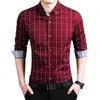 Men T-shirts Slim Fit Långärmad Casual Bomull Företag SHIRTS Formell skjorta Kontorsklänning för Mens Button Down