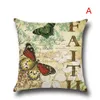 かわいい蝶の印刷リネン綿の枕カバー18x18正方形ソファクッションピローケース家の装飾