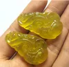 natural Ice of Xiuyan jade Single side carving Ruyi pendant Xiu jade yellow Ruyi agate jade pendant