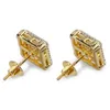 Topgrillz Hip Hop Gold Couleur glacée Iced Out Full Cumbic Zircon Square Stud Oreille Men de boucles charme Bijoux Cadeaux avec Back Backle7207573