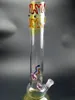 Bong de 18" Tubo Reto Beaker Congelável Tubos de Água de Vidro Construa um Bong Dab Tubos de Água para Plataforma de Petróleo Com Tigela de 19mm