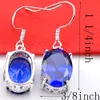 Luckyshien Wholesale Ellipse Crystal Blue Zircon 925 Silver Weddings Jewelry Necklaces Pendant Earrings Sets For Women Free Shipping