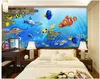 Пользовательские 3d настенные росписи обои 3d фото обои фрески 3D подводный мир детская комната мультфильм фон обои home decor