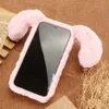 3D Lucky Dog Hair Soft TPU Case voor Iphone 15 14 Plus 13 12 RPo 11 XS MAX XR X 8 7 6 6S Iphone15 Lange Oor Bling Neus Schattig Mooie Pluizig Bont Cover Fashion Skin Covers