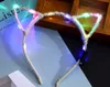 LED Light Up Cat Ear Hoofdband Party Gloeiende benodigdheden Vrouwen Meisje Knipperende haarband voetbalfan concet fans juichen rekwisieten geschenken toe