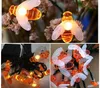 Łańcuch LED Solar 20leds 30led Honey Bee Beyry Outdoor Garden Wedding Party Dectoration 8 tryby