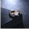 Boako Elegant Rainbow Opal Ring Fashion White CZ 웨딩 보석 로즈 골드 로즈 골드 가득한 약속 반지 anillos216c