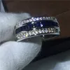 Unik Mode Male Ring 5a Zircon Stone Birthstone CZ Party Engagement Bröllop Band Ring för män Vitguld Fyllda Smycken