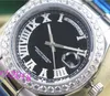 Luksusowy Zegarek Mens Platinum II Czarny Dial Diamond Roman Liczniki Automatyczne Moda Marka Zegarek Męski Zegarek