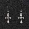 24pairs / Lotantique Silver Alloy Cross Charm Charm Chandelier Kolczyki Fish Ear Hook Jewelry 12x40.5mm A-269E