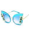 Übergroße Sonnenbrille für Frauen Randlessless transparente Marken Lady Dame weibliche Meeresfarbe Perle Blume Sonnenbrille 8 Color2988041