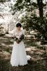 2020 Country Vintage A Line Wedding Dresses V Neck Lace Appliques Long Sleeves Open Back Sweep Train Tulle Plus Size Bridal Gowns Custom