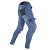 Helisopus Mode Männer Jeans Taktische Cargo Hosen Multi Taschen Bleistift Hosen Gerade Zipper Cut Denim Hosen D18102402