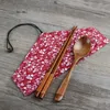 Draagbare Reizen Outdoor Natuurlijke Houten Hop Sticks Thee Lepels Servies Servies Vintage Tas Dining Sushi Tool LZ1490