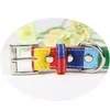 Skórzana Pet Dog Collar Designer Perro Collar Rozmiar XS M L Skórzany Zwykły Dla Dużego Małe Kolorowe Rainbow PU Dog Collar