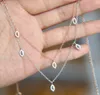 Fin 100% 925 Sterling Silver Söt Fint Silver Smycken 3 Färg Mix CZ Evil Eye Drop Charm Choker för Kvinnor Silver Dainty Halsband