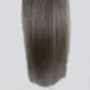 Gümüş 1g / strand Gri Tırnak U Ucu Önceden Bağlanmış Keratin Tutkal Remy Doğal İnsan Saç Uzantıları Gri 100 tellerinin Gerçek 100% İnsan Saç 10 "-24"