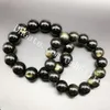 10 sztuk Naturalny Złoto Sheen Obsidian Pick Rozmiar 6mm 8mm 10mm 12mm 14mm 16mm 18mm Gładki okrągły czarny kamień Gemstone Gold Flash Beads Stretch Bransoletka