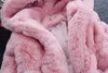 2017 inverno quente bebê meninas cintura outerwear crianças pele sintética orelhas de coelho casaco crianças jaqueta natal snowsuit outerwear criança
