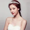 Korea İnci Gelin Taçları Saç Bantları Gümüş Gelin Tiaras Kızlar Kafa Bantları Kristal Düğün Diadem Kraliçe Taç Tiara Düğün Saç ACC7194788
