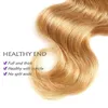 Ombre Human Hair 3 Bundles With Lace Closure Brazilian Peruvian Malaysian Indian Body Wave Three Tone Brown Blonde 1B427 Hair W1247258