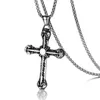 Collier pendentif croix rétro classique en acier inoxydable 316L plaqué or avec collier chaîne de pull