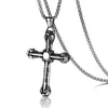 Classic Retro Cross Pendant Necklace 316L Stainless Steel Gold Plated with Sweater Chain Necklace