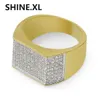 Hip Hop Rock Micro Pave CZ Stein Iced Out Bling Square Ring Kupfer Gold Ringe für Männer Schmuck Beste Geschenkideen