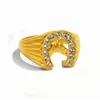 US 8 do 15 Rozmiar New Arrival Titanium Steel Plated Horse Head Ring Z A +++ Cyrkon Hip Hop Jockey Men's Pierścień